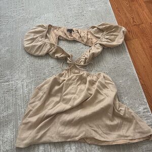 Beige Puff Sleeve Dress